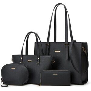 Fashionable Synthetic Leather Handbags Set - Tote, Crossbody, and Cosmetic Bags